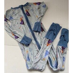 Little Sleepies DISNEY FROZEN ANNA & ELSA One Piece Zippy Sleeper Pajamas 3T